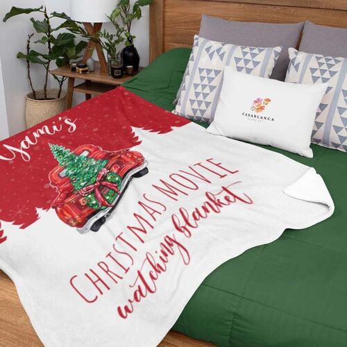 Personalized Truck Christmas Tree Name Blanket