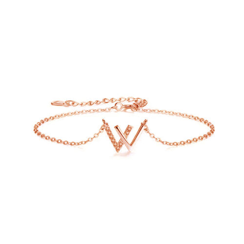 Bracelet Simple Lettre W pour Femme en Argent