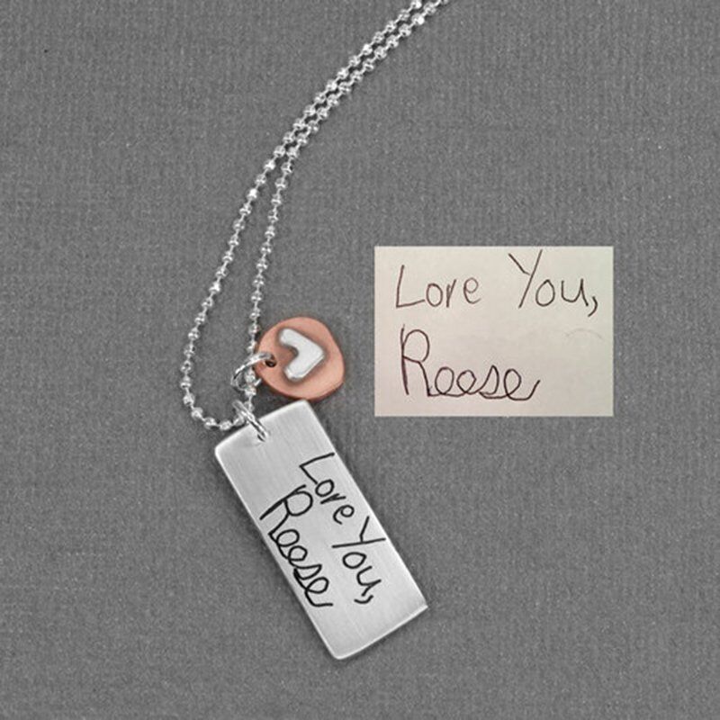 Custom Handwriting Necklace-Gift For Women-Sculpted Rectangle