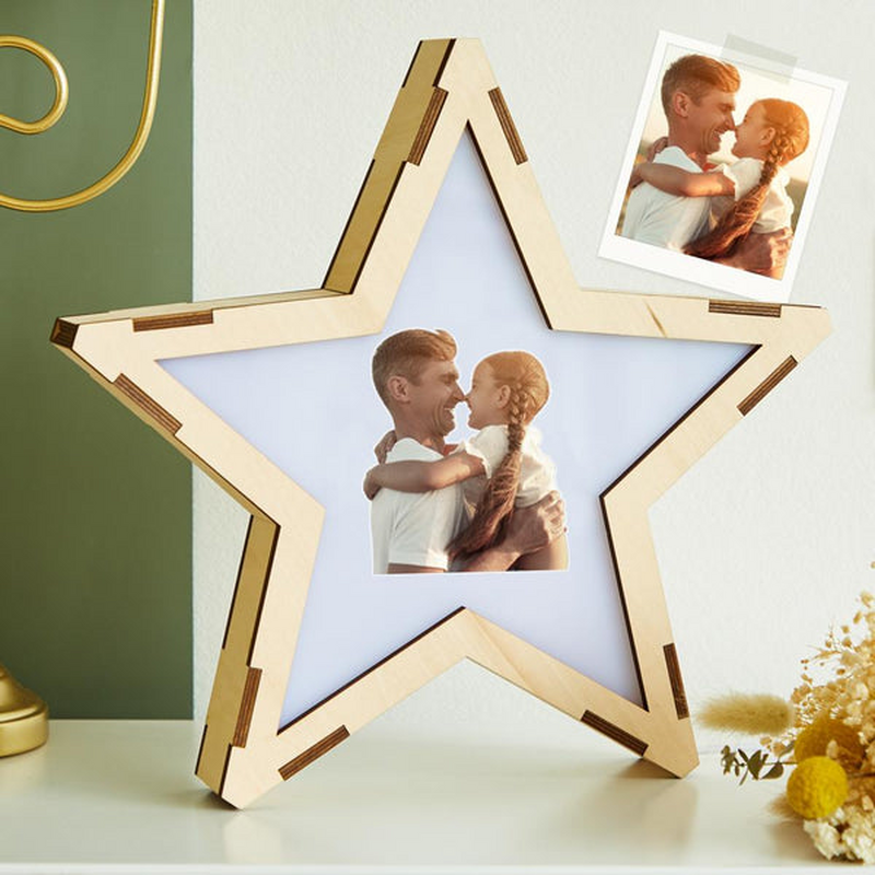 Luz nocturna personalizada de madera con foto de regalo para hijos