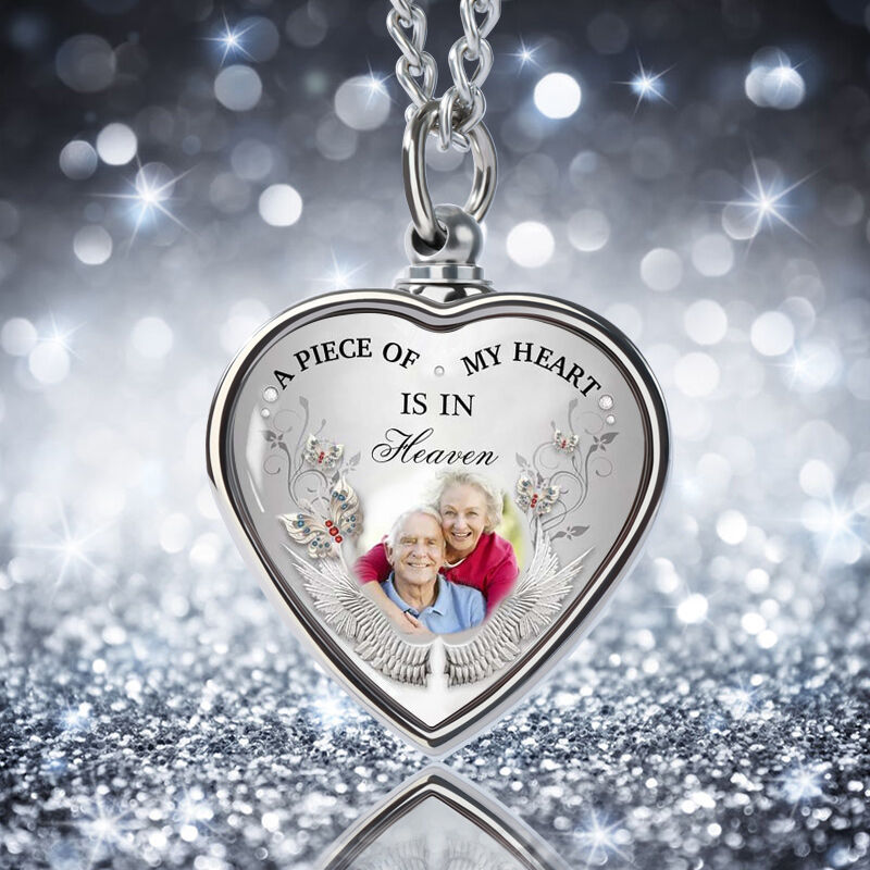 A Piece of My Heart Is in Heaven Custom Picture Urn Necklace Sincere Gift