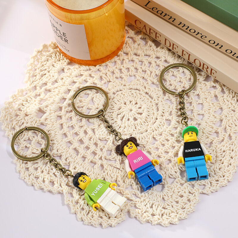 Gepersonaliseerde minifiguur sleutelhanger Leuk cadeau