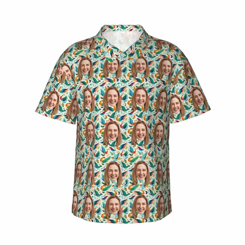 Customized Hawaiian Shirt with Bird Print Tropical Style Top for Men