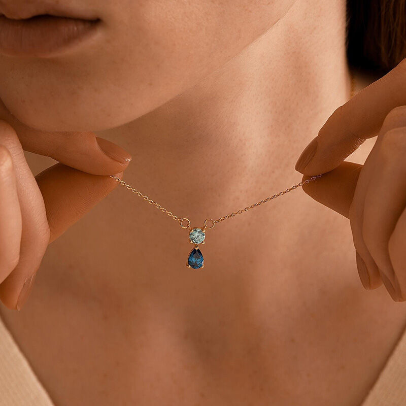 Gepersonaliseerde Tweeling Geboortesteen Ketting Geweldig Cadeau Voor Valentijnsdag