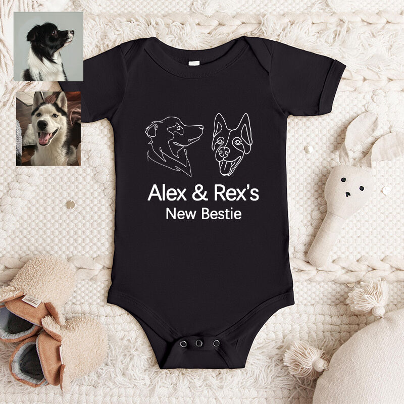Personalized Baby Onesie Custom Pet Photos Line Design Creative Baby Shower Gift for Pet Lovers