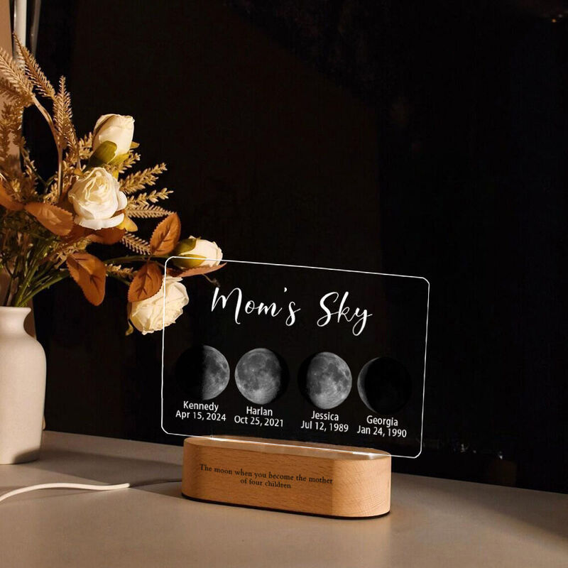 Personalized Moon Phase Picture Night Light Simple Present for Mom