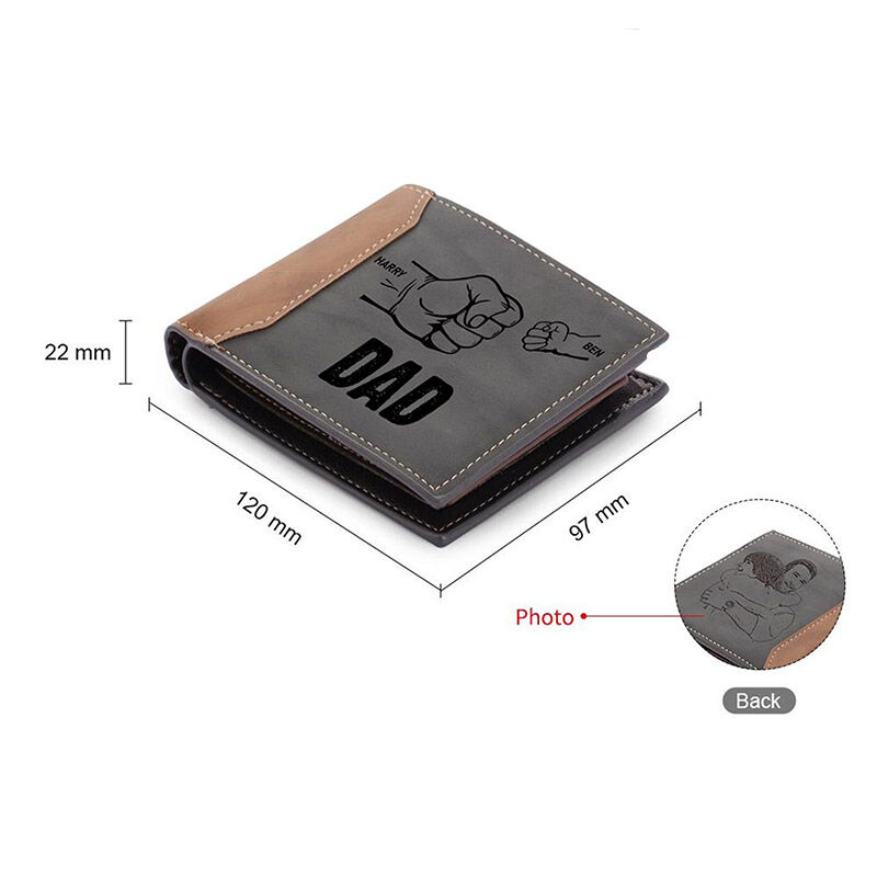 Personalized Photo Wallet with Letters and Name Father's Day Gift