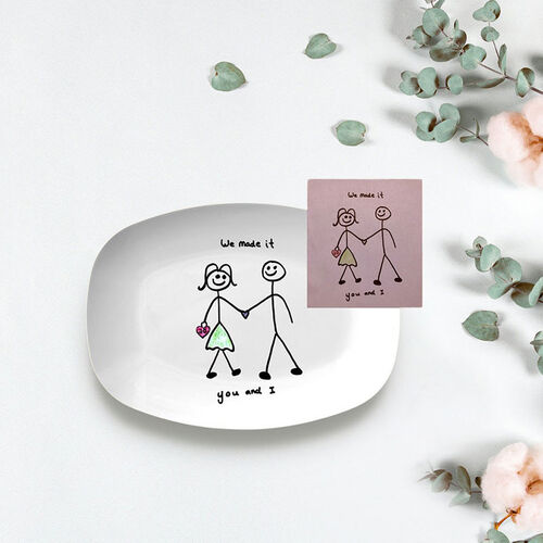 Personalized Kids Drawing Picture Plate Warm Gift for Parents