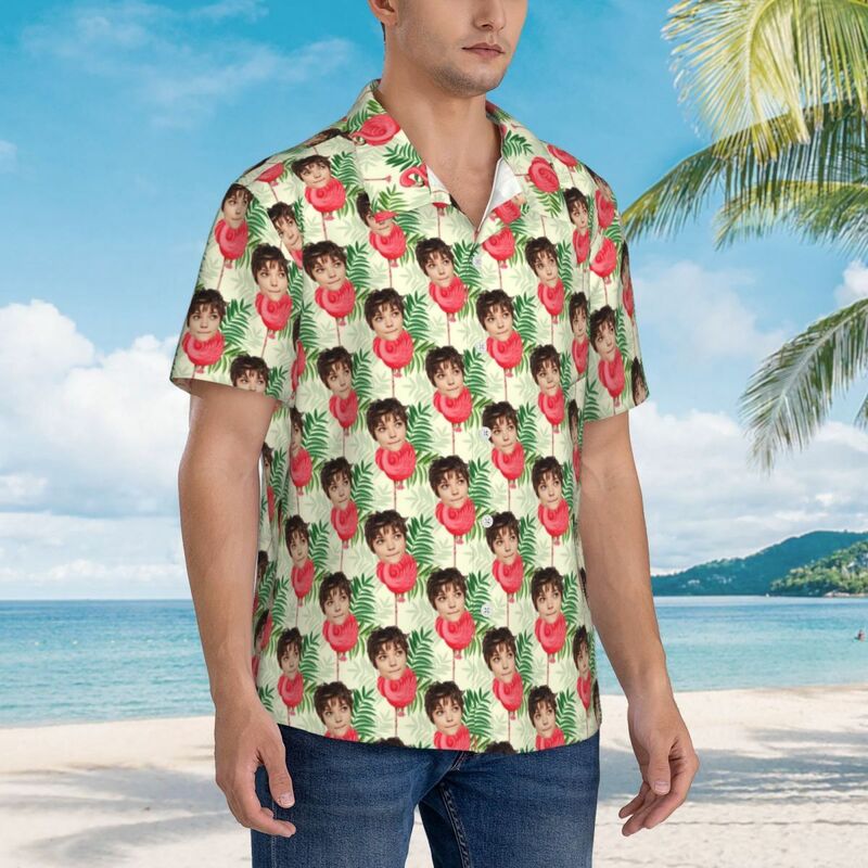 Camisa hawaiana con estampado de flamencos Unisex