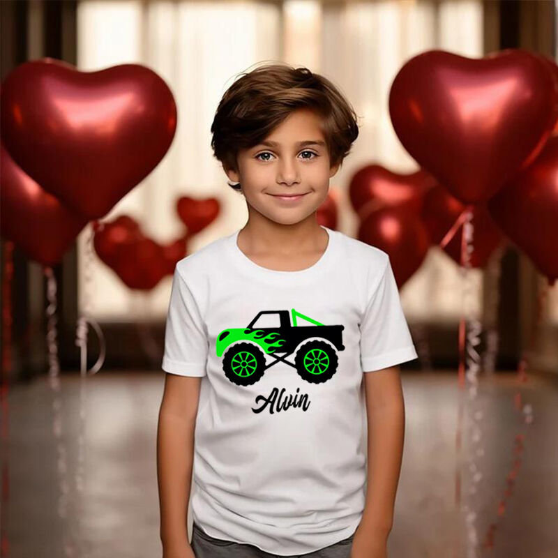 Personalized Children T-Shirt With Customized Name And Car Pattern Warmth Gifts For Kids