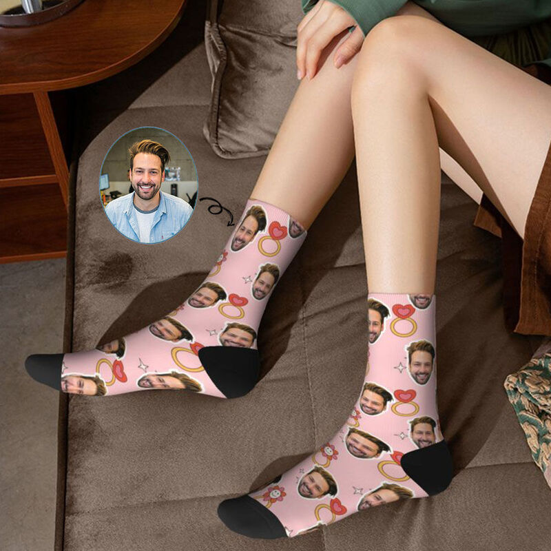 Personalisierte Gesicht Socken mit Ring-Muster als ein Vorschlag Geschenk für Freundin