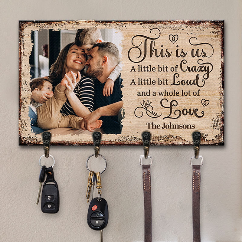 Personlig nyckelhängare Detta är oss Sweet Home Anpassad fotodesign Perfekt present till familjen