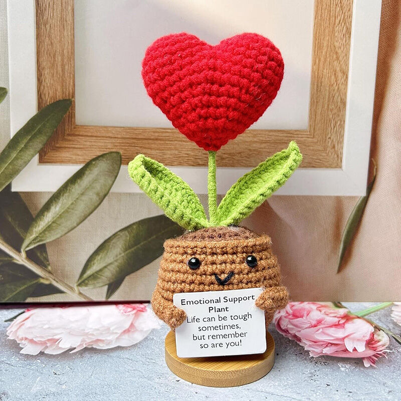 Handmade Crochet Emotional Support Plant Positive Doll Precious Gift for Best Friend