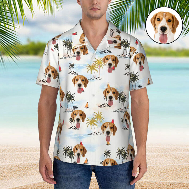 Custom Hawaiian Shirt with Beach Coconut Tree Pattern Holiday Gift for Pet Owners