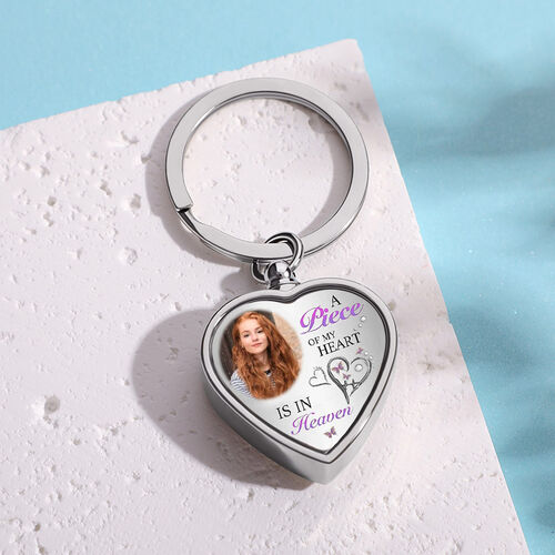 A Piece of My Heart Is in Heaven Custom Picture Urn Keychain Gift