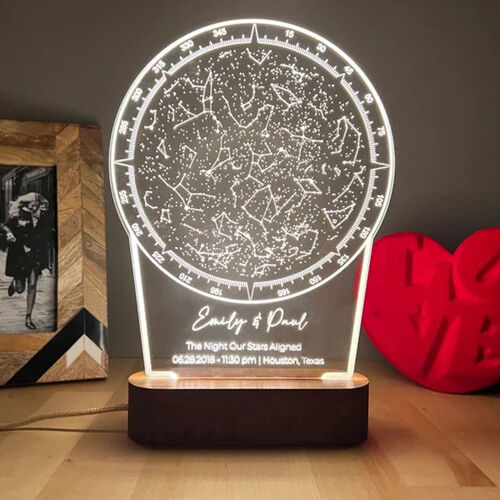 Personalized Wooden Acrylic Customized Celestial Star Map Light for ...