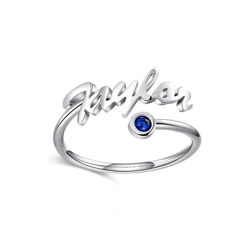 "Your Life" Personalized Birthstone With Engraving Ring