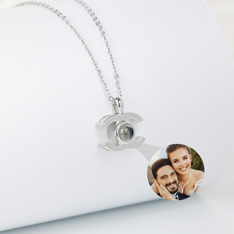 Personalized Double C Photo Projection Necklace for Women