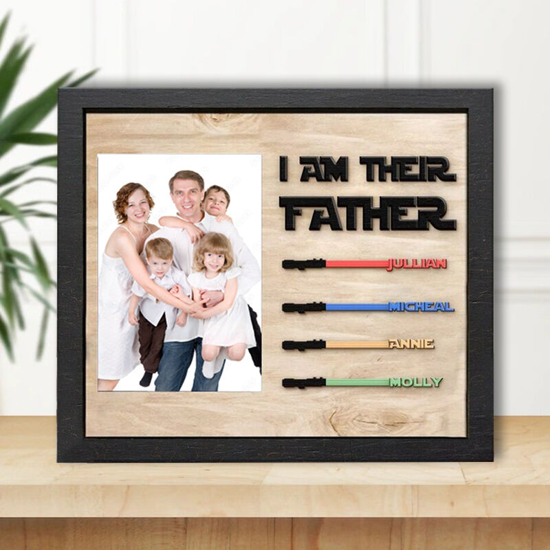 Personalized Name Puzzle Picture Frame with Custom Name Lightsaber Great Gift for Dad