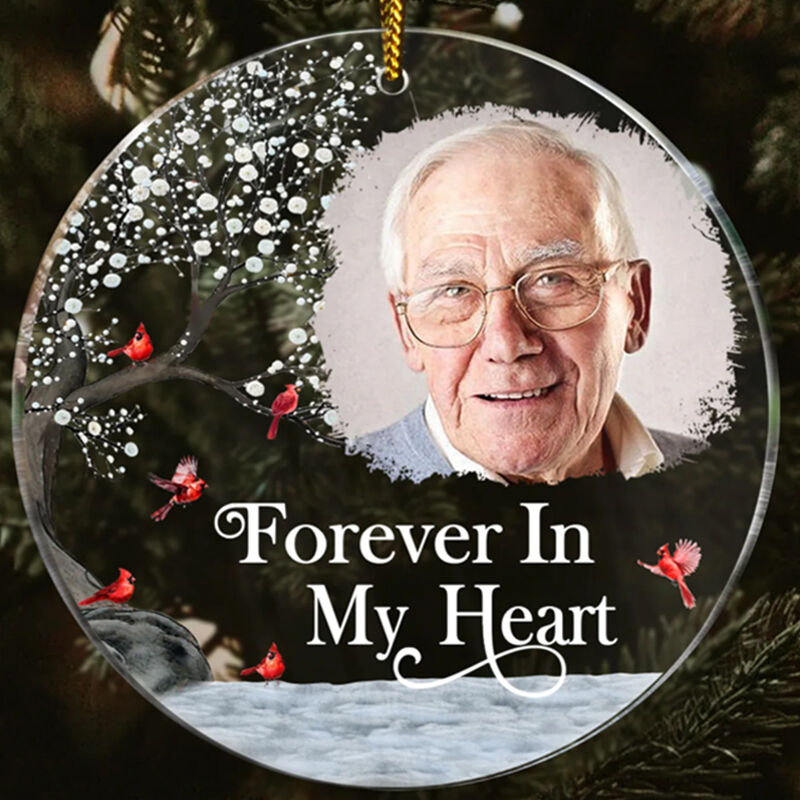 Personalized Christmas Decoration Forever In My Heart with Custom Photo Memorial Gift for Loved One