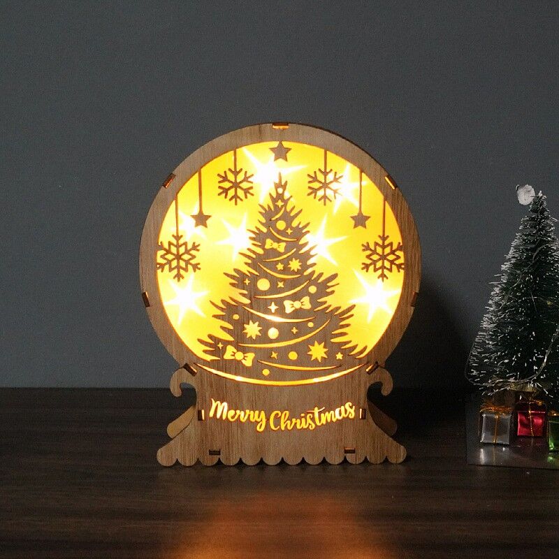 Beautiful 3D Wood Carving Decorative Light Creative Christmas Gift