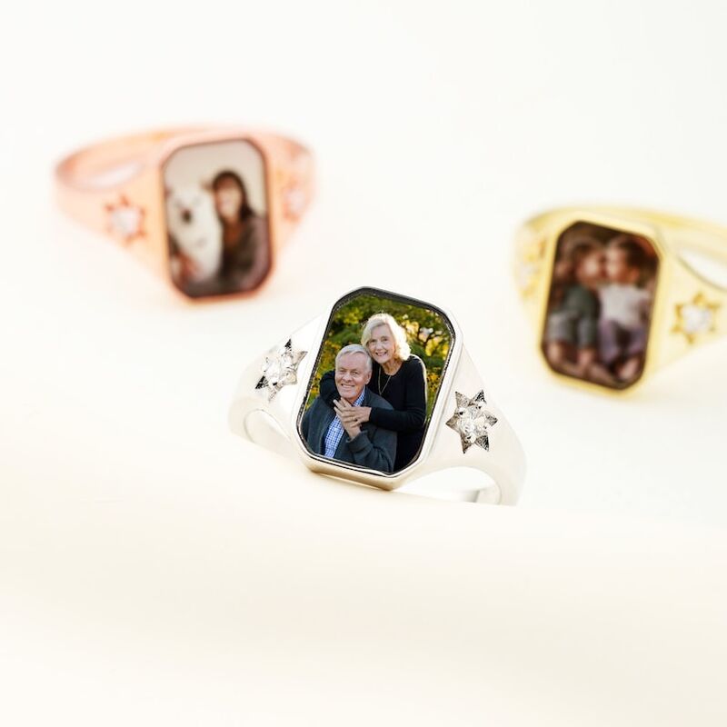 Bague photo personnalisée Cadeau commémoratif pour les êtres chers