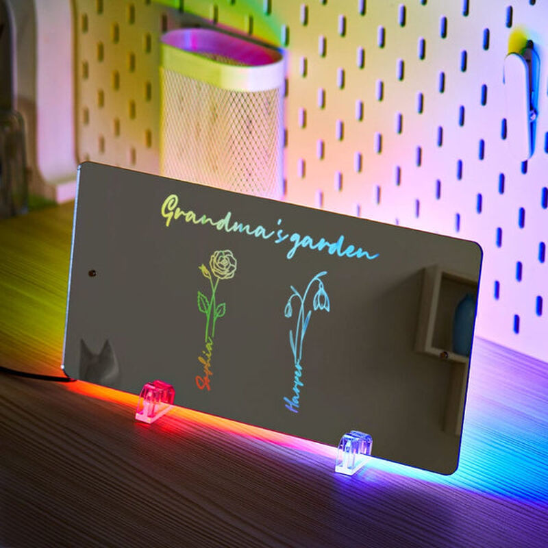 Personalized Mirror Lamp With Birthday Flowers Warm Birthday Gift For Grandma