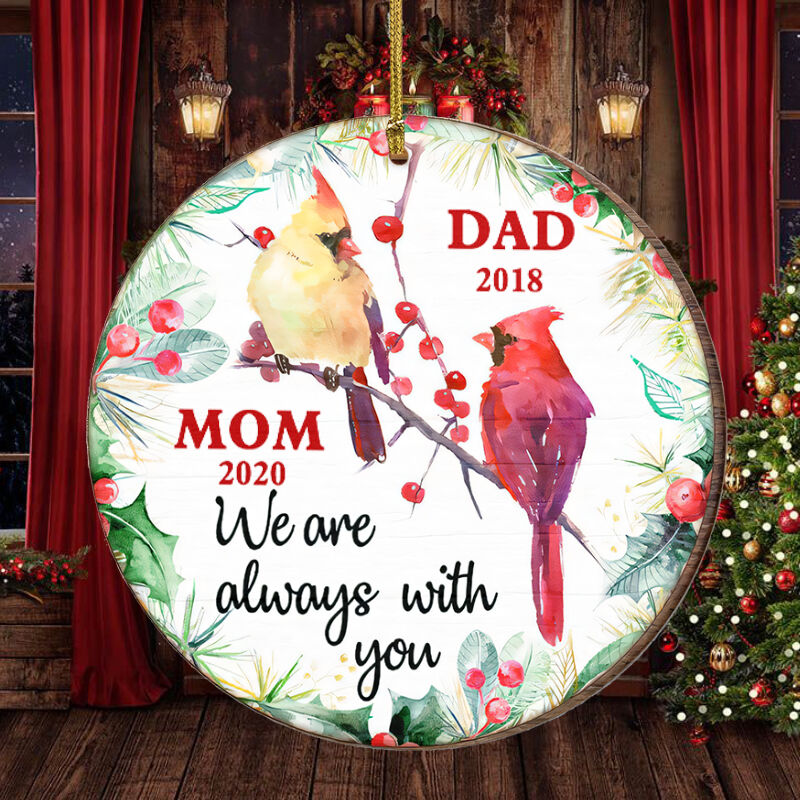 Décoration de Noël personnalisée Nom et date avec motif d'oiseaux Cadeau amusant pour la famille