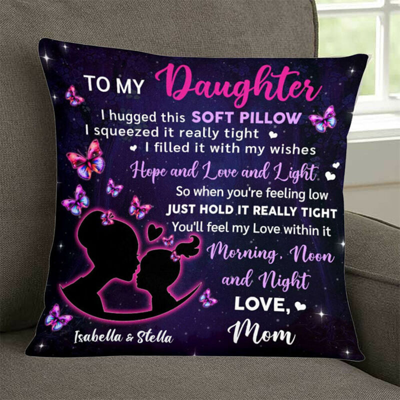 Coussin personnalisé « Maman et fille » Ajoutez un nom Décoration d'intérieur Cadeau pour fille