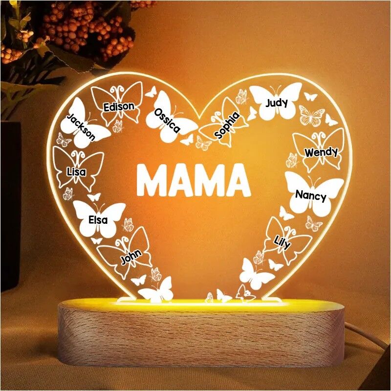 Gepersonaliseerd Nachtlampje met Vlinders Patroon Mooi Cadeau voor Lieve Moeder