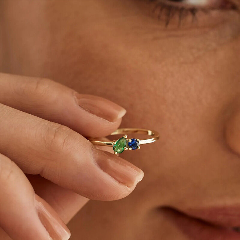 Personalisierte Birthstone Ring Schönes Geschenk für Paare