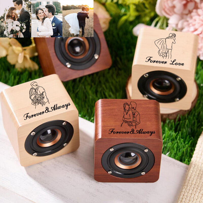 写真入り メッセージ入れ 木製 Bluetooth スピーカー オリジナル