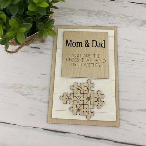 Personalized Mom & Dad Puzzle Pieces Name Sign