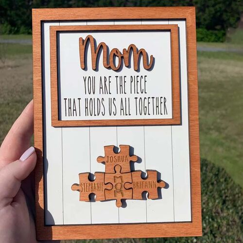 "Mom you hold us together" Custom Puzzle Sign Frame
