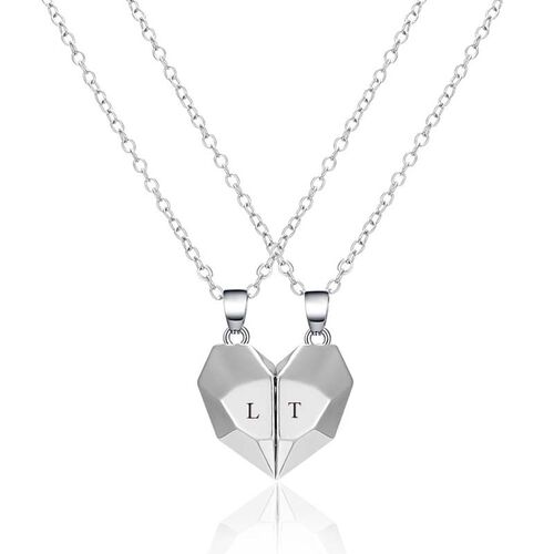 Personalized Engraved Matching Pendant Magnetic Couple Necklace