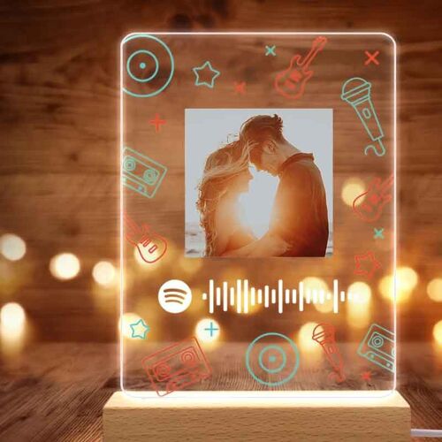 Lámpara de foto personalizada con canción de placa de spotify