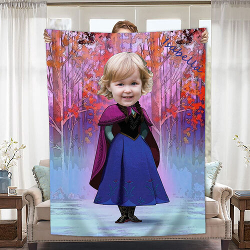 Personalized Custom Photo Blanket Anime Character Purple Girl Flannel Blanket