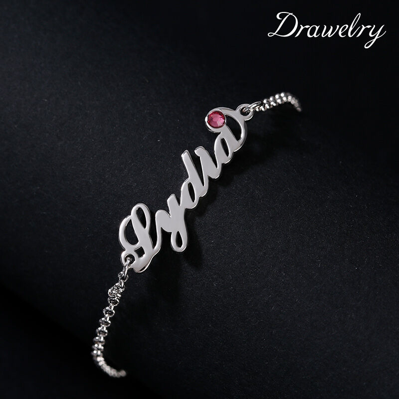 "Personal And Unique" Personalized Name Bracelet With Custom Birthstone