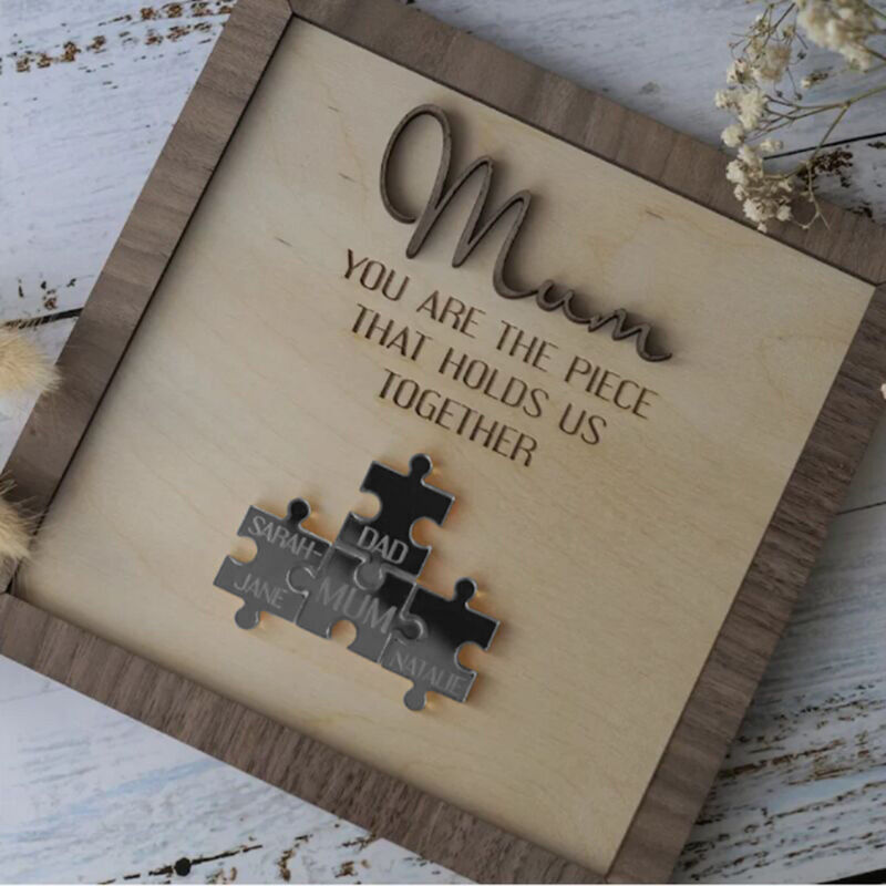 Personalized Name Puzzle Frame "You Are The Piece That Holds Us Together" for Mother's Day Gift