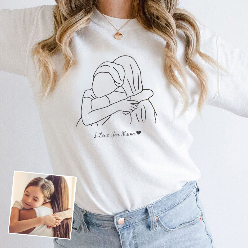 Personalized Sweatshirt with Custom Picture and Messages for Mother's Day Gift