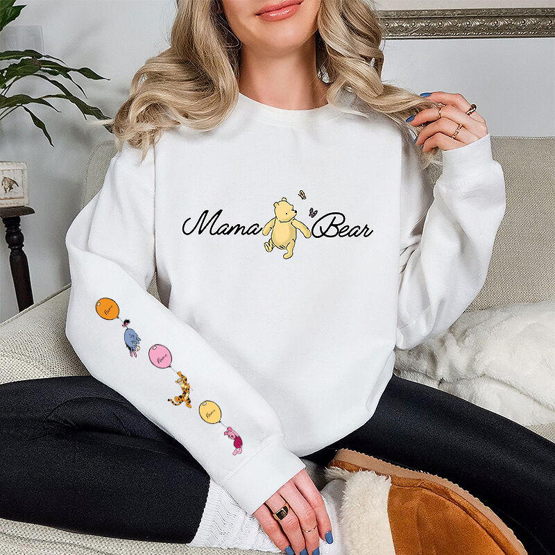 Sudadera personalizada mamá oso con patrones de dibujos animados opcionales adorable regalo para el Día de La Madre
