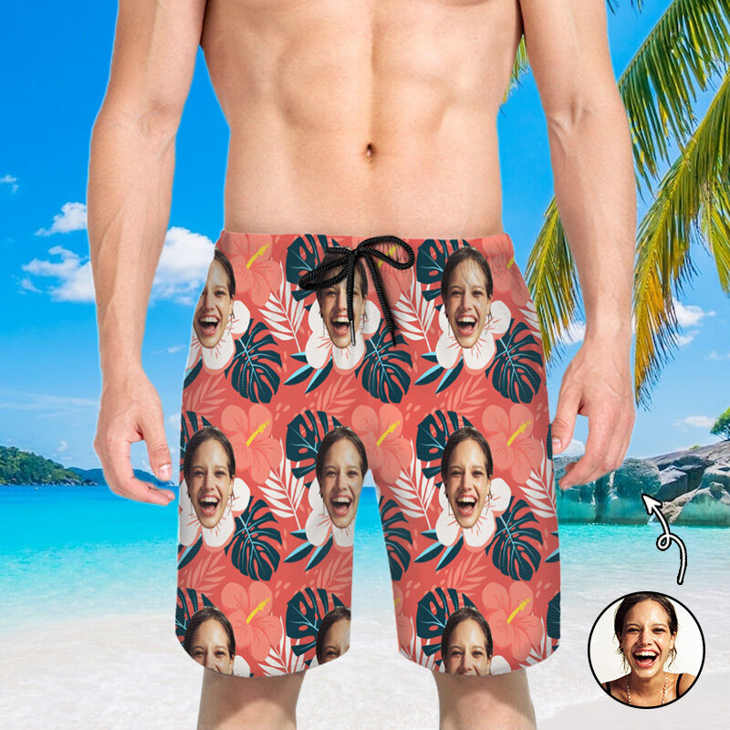 Personalized Picture Men's Beach Shorts Creative Design Gift for Family