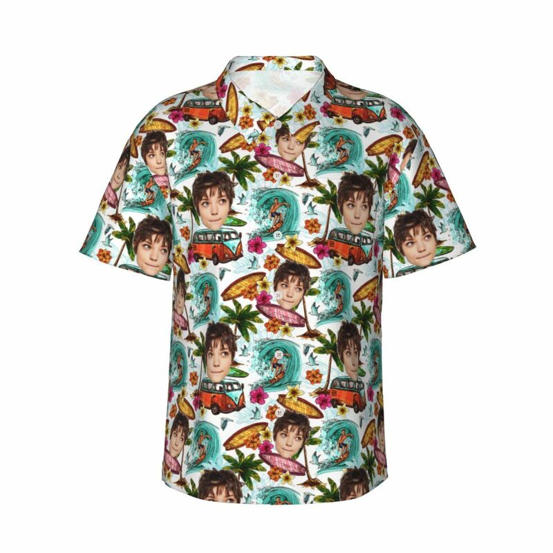 Camisa hawaiana personalizada con gráficos de surf para él