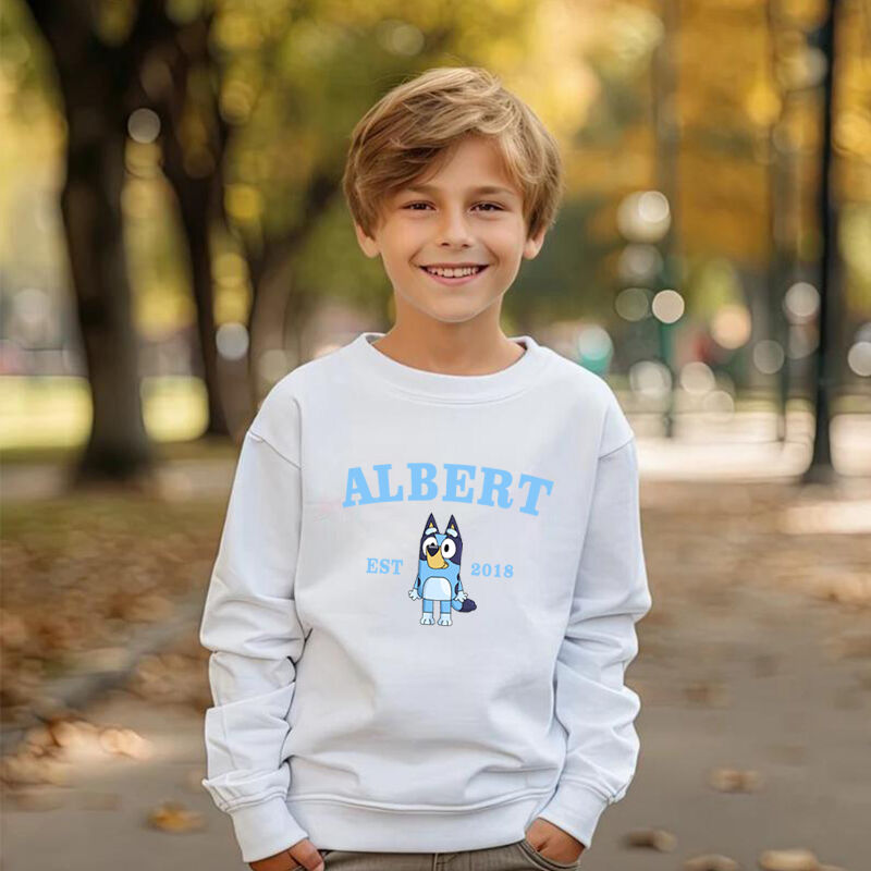 Personalized Children Sweatshirt Customized Name And Year With Anime Pattern Special Gift For Boys