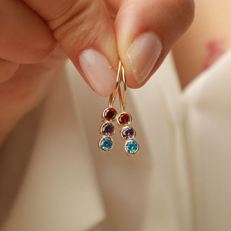 Personalized Round Birthstone Earrings Exquisite Gift for Mother's Day