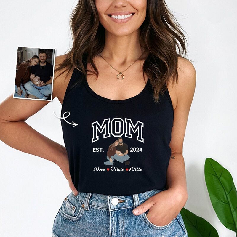 Personalized Tank Top Custom Family Photo with Your Message Design Perfect Mother's Day Gift