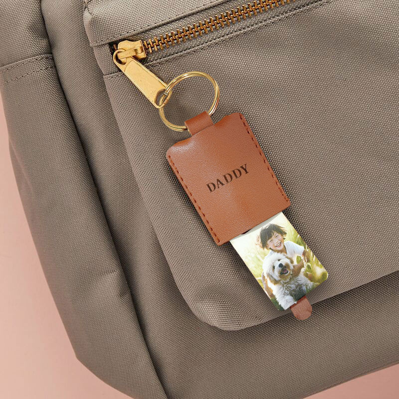 Gepersonaliseerde leren sleutelhanger Aangepaste cadeau voor Kerstmis
