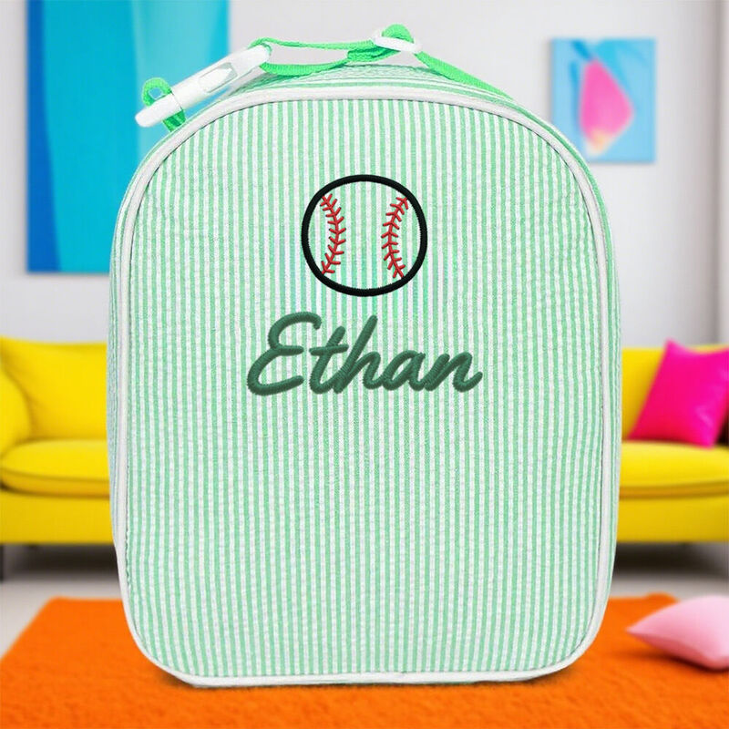 Personalized Cooler Bag with Baseball Embroidery Sporty Insulated Lunch Bag for Kids