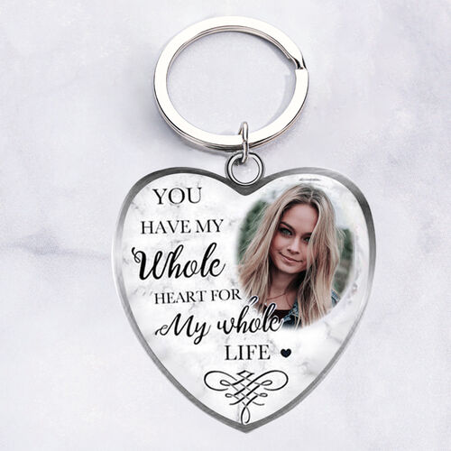 "You Have My Whole Heart" Personalized Photo Keychain