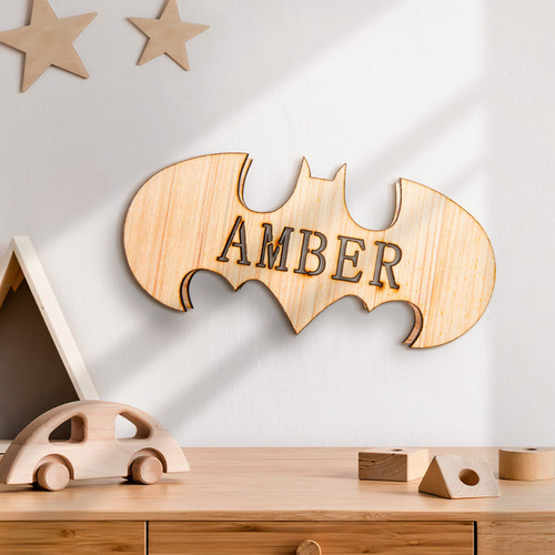 Personalized Superhero Wooden Name Wall Light for Kids Room Birthday Gift for Boys Kids Men